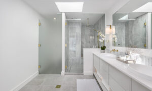 Elwood interior design — timeless ensuite design with layered finishes