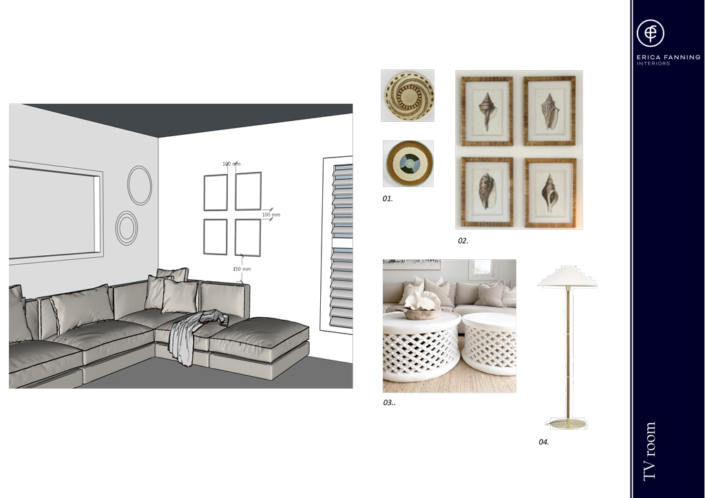 TV room design board by Erica Fanning Interior Design based in Geelong